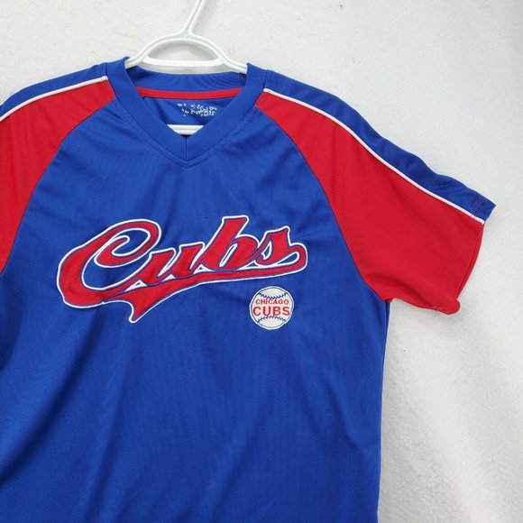 CHICAGO CUBS Shirt Women’s Embroidered Short Sleeve Red/Blue MLB Large - Picture 5 of 10